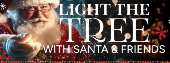 liighting the tree with santa and friends